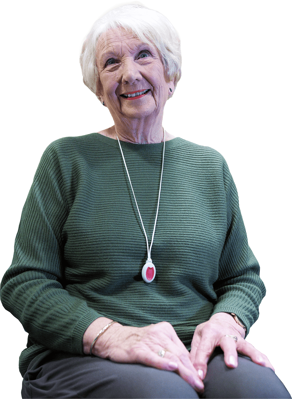 Caregiver and elderly person embracing warmly