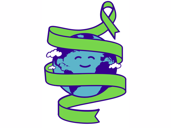 World Mental Health Day logo featuring a smiling globe wrapped in a green ribbon with text: 'World Mental Health Day – 10 Oct'. A green awareness ribbon and Mental Health Foundation logo appear at the top