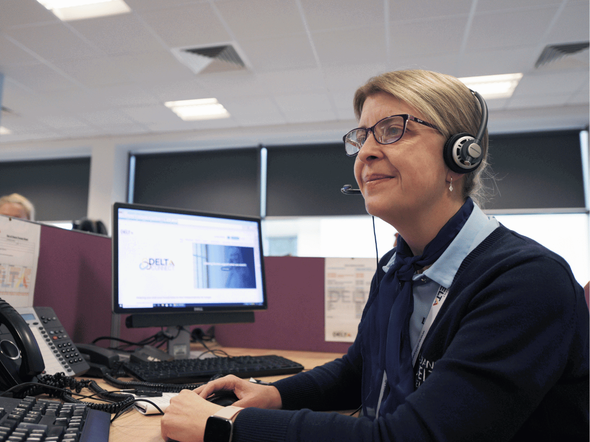 A delta call centre staff member