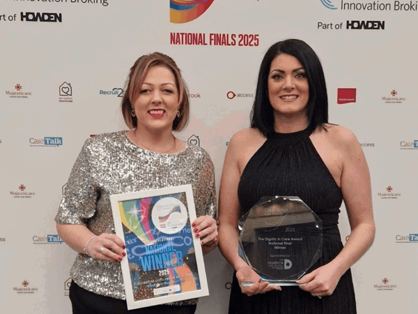 Diane Phillips and Sarah Vaughan pictured with the care award