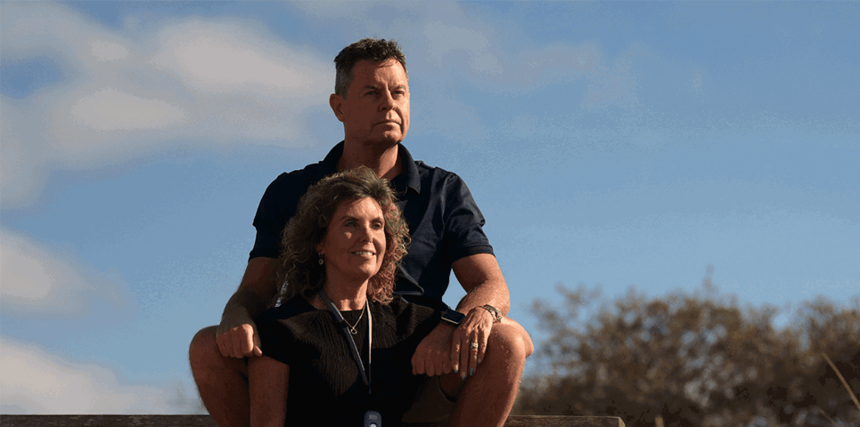 A couple having a walk in Spring