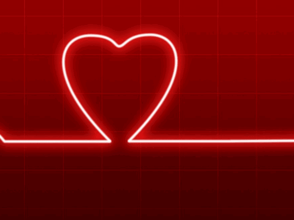 Heart rate line with heart in middle