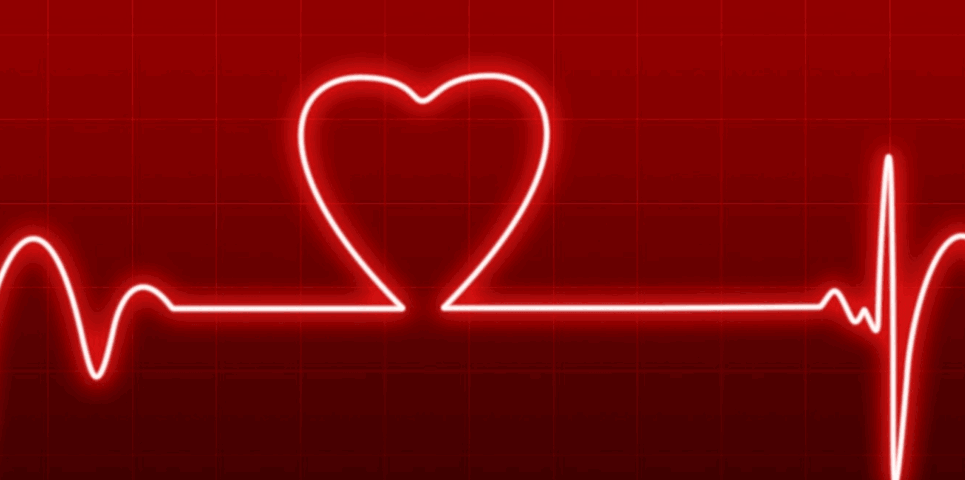 Heart rate line with heart in middle